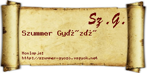 Szummer Győző névjegykártya